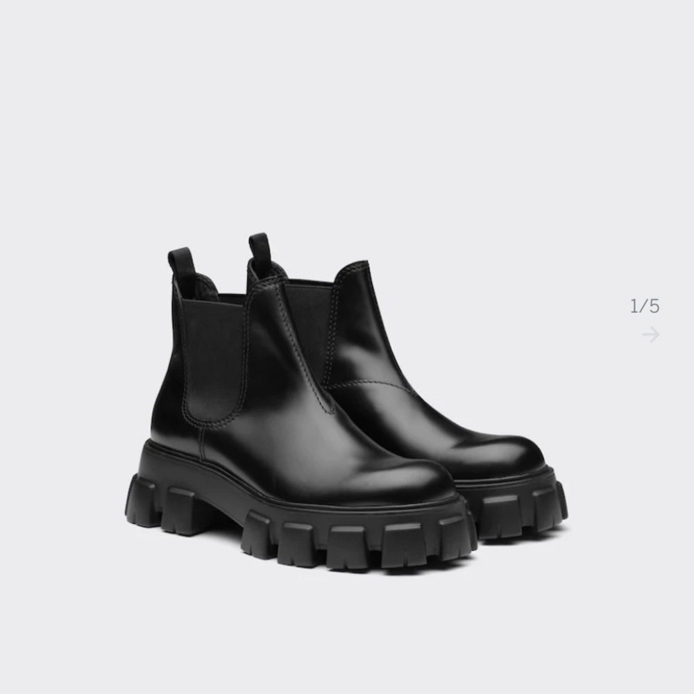 Prada monolith brushed leather chelsea boots